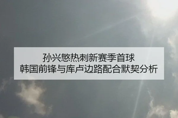 孙兴慜热刺新赛季首球 韩国前锋与库卢边路配合默契分析